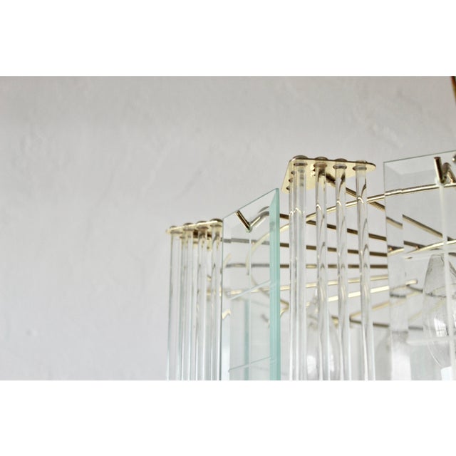 1970s Sciolari Style Glass Rod Beveled Glass Panel Chandelier For Sale - Image 13 of 18