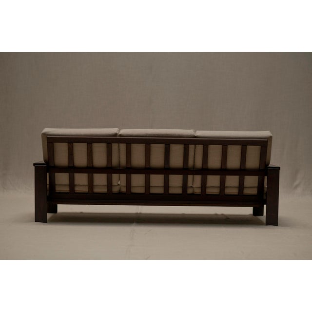 Brown Mid-Century Modern Wengé Three-Seater Sofa, 1970s For Sale - Image 8 of 15