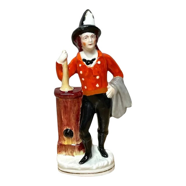 19th Century Staffordshire Figure of 'American Fireman' Chairish