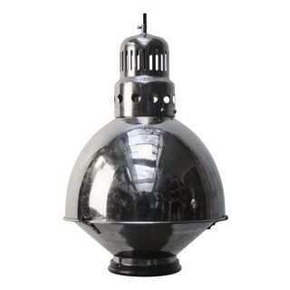 Vintage French Chrome Metal Medical Pendant Light For Sale