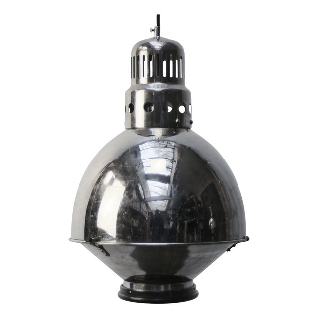Vintage French Chrome Metal Medical Pendant Light For Sale