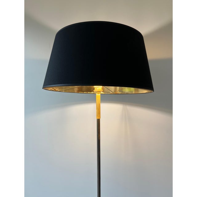 1960s Mid-Century Modern Gun Metal and brass designer floor lamp For Sale - Image 4 of 12