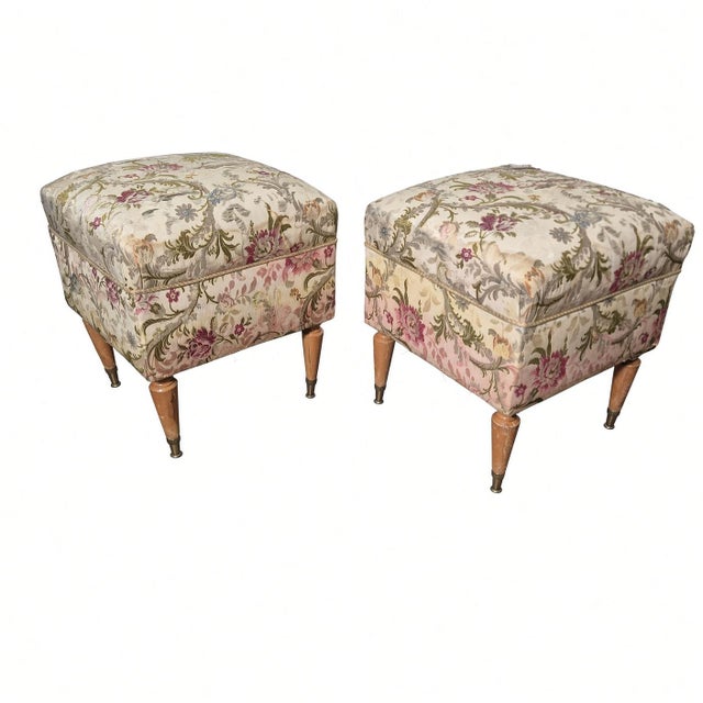 Metal Ottomans in the style of Gio Ponti, 1950s, Set of 2 For Sale - Image 7 of 7