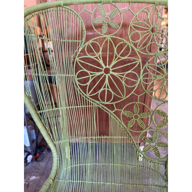Pair of Crinoline Vintage Floral Lattice Peacock Chairs For Sale - Image 10 of 11