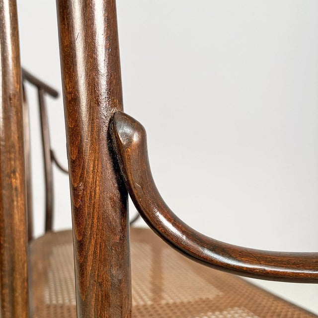 Italian Wood and Vienna Straw Bench, 1970s For Sale - Image 16 of 18
