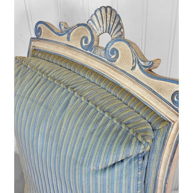 Blue Vintage French Empire Style Blue Upholstered Chaise Lounge For Sale - Image 8 of 12