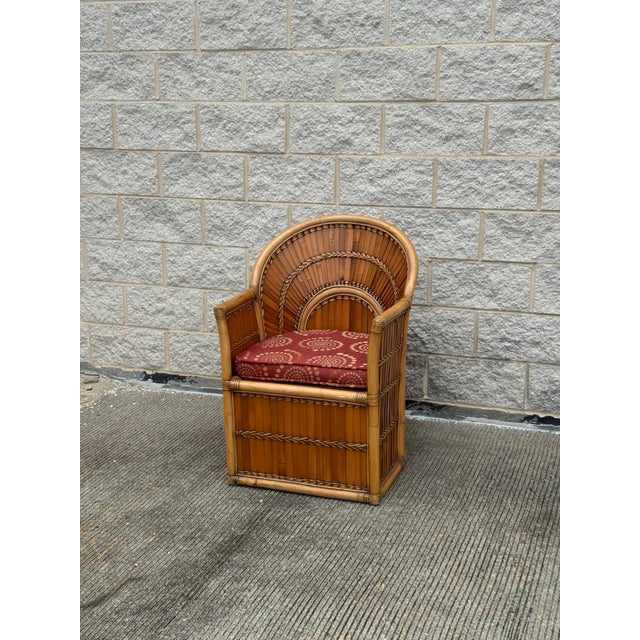 Vintage Split Bamboo Armchair With Cushion For Sale - Image 10 of 12
