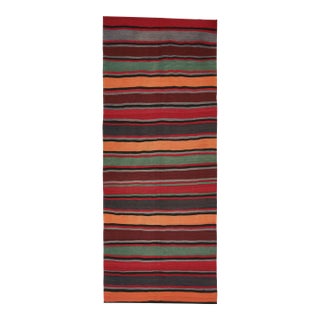 1950s Vintage Persian Bidjar Kilim in Polychromatic Stripes by Rug & Kilim For Sale