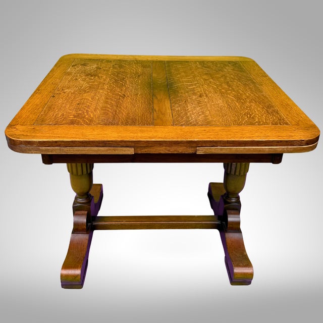 1930s Oak Draw Leaf Table in English Jacobean Revival-Style Circa 1930s For Sale - Image 5 of 18