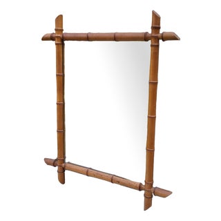 Antique Mirror in Bamboo Frame, 1890s For Sale