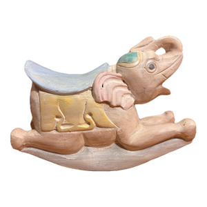 Vintage Hand-Carved Thai Wooden Rocking Elephant Sculpture - Rare Artisan Nursery Décor