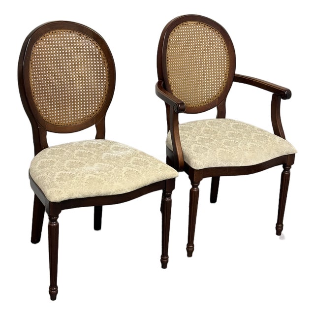Bombay Company Traditional Oval Cane-Back Chairs, Set of Two For Sale