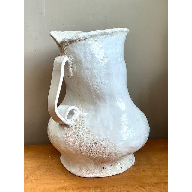 Late 20th Century Vintage Monumental White Ceramic Double-Handled Vase For Sale - Image 5 of 12