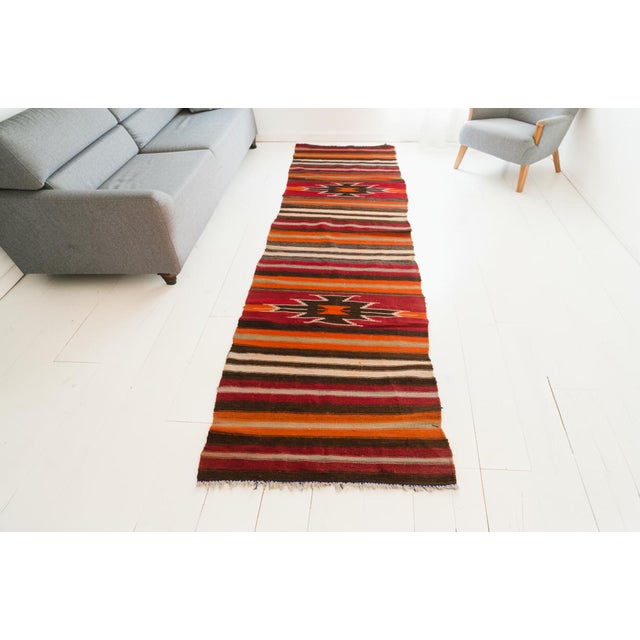 1950s 1950s Handwoven Decorative Kilim Runner For Sale - Image 5 of 10