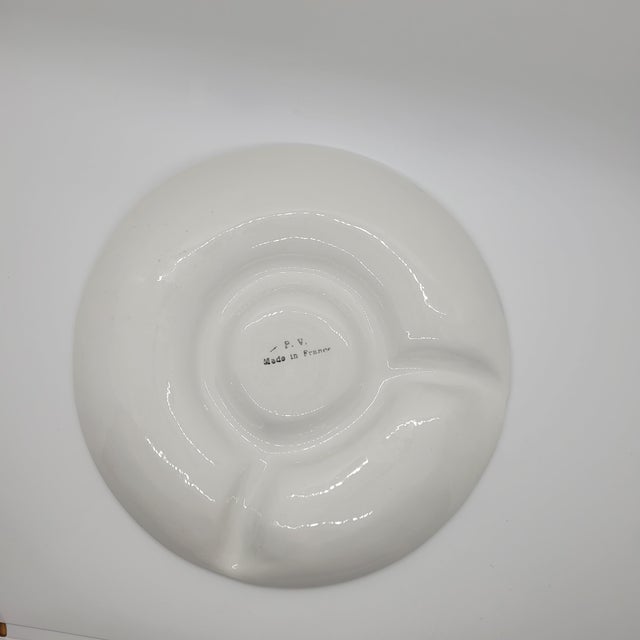 Vintage p.v. France White Majolica Artichoke Plates Floral Embossed Relief - Set of 5 For Sale - Image 17 of 17