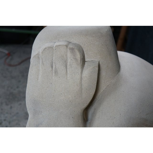 Stone Late 20th Century Monumental Limestone Nude Fertility Thinking Man 1000lb Garden Sculpture Statue For Sale - Image 7 of 14