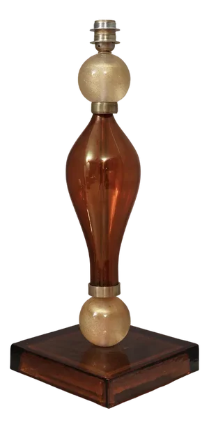 Murano Amber and Gold Blown Glass Table Lamp, 1980s