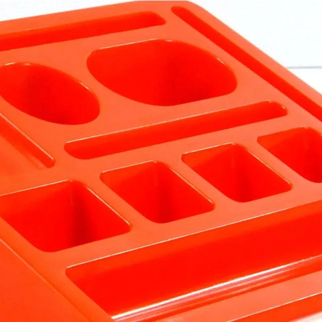 Space Age Orange Desk Organizer, 1970s For Sale - Image 4 of 9