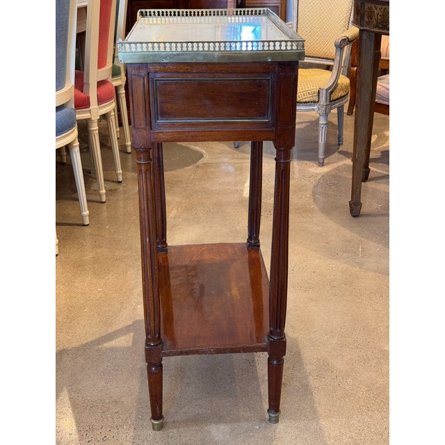 19th Century French Marble Top Mahogany Side Table With Brass Gallery For Sale - Image 9 of 11