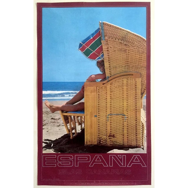 Espana Canary Islands Mid Century Vintage 1960's Collector's Spain Travel Poster For Sale - Image 13 of 13