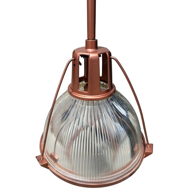 1950s 1950s Mid Century Modern Holophane Pendant Ceiling Light Copper-Tone Finish For Sale - Image 5 of 8
