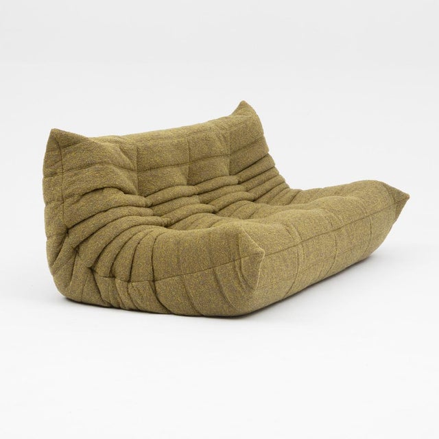 Togo Three-Seater Sofa in Olive Bouclet by Michel Ducaroy for Ligne Roset For Sale - Image 10 of 18