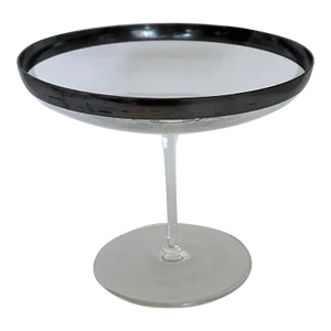 Stylized Silver-Rim Glass Serving Coupe