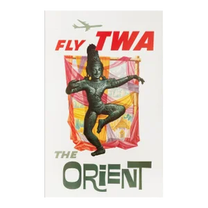 Vintage Travel Poster "Fly TWA/The Orient" Designed by David Klein Ca 1960