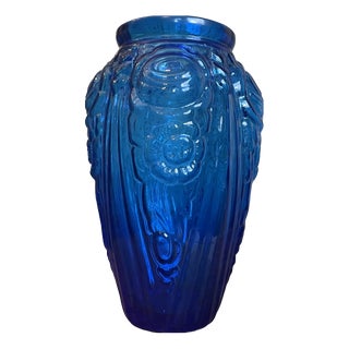 French Art Deco Cobalt Blue Vase, 1930s For Sale