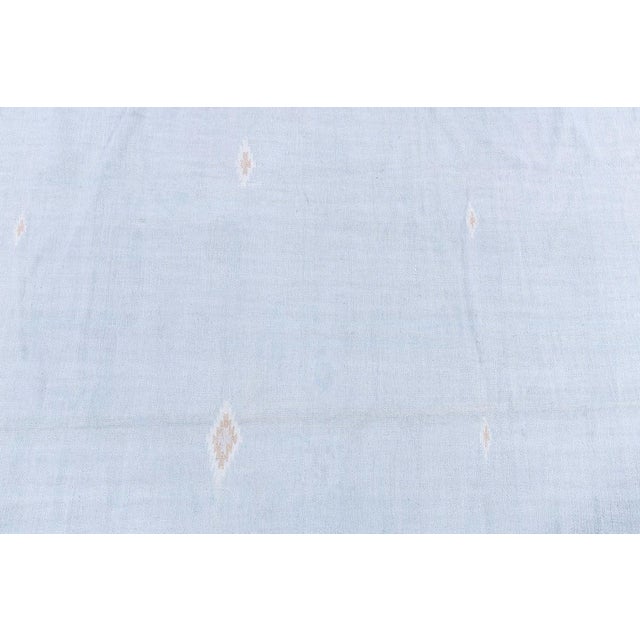 Blue Doris Leslie Blau Mid-Century Indian Dhurrie Cream Flatweave Cotton Rug For Sale - Image 8 of 10