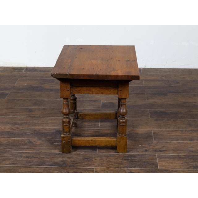 Brown English 19th Century Walnut Side Table with Drawer and Turned Baluster Legs For Sale - Image 8 of 12