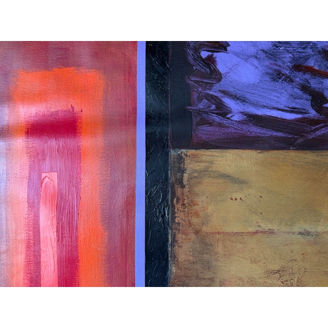1980s 1980s Vintage Expressionist Geometric Abstract Acrylic on Paper Painting, Signed & Framed For Sale - Image 5 of 12