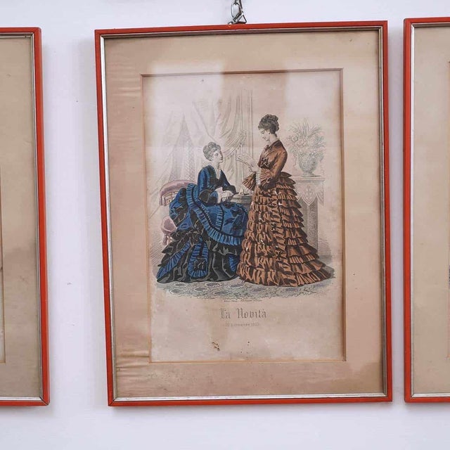 Figurative Composition, 18th Century, Watercoloured Woodcut, Set of 12 For Sale - Image 9 of 15