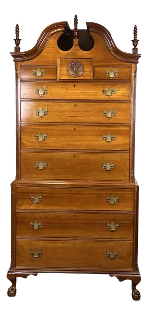 Antique Chippendale Cherry Chest on Chest Attr. Nathan Booth, Woodbury Ct C. 1760