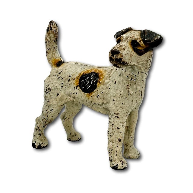 1930s Vintage 1930s American Hubley Manufacturing Company Cast Iron Fox Terrier Dog Doorstop For Sale - Image 5 of 18