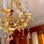 Glass 1950s Florentine Hand Gilt 6 Light Vintage Toleware Chandelier With Shades, Crystals and Floral Glass Drops For Sale - Image 7 of 8