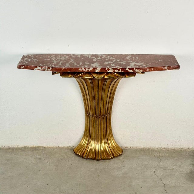 Art Deco Console Table in Hand-Carved Giltwood and Marble by Pierluigi Colli, 1930 For Sale - Image 4 of 18