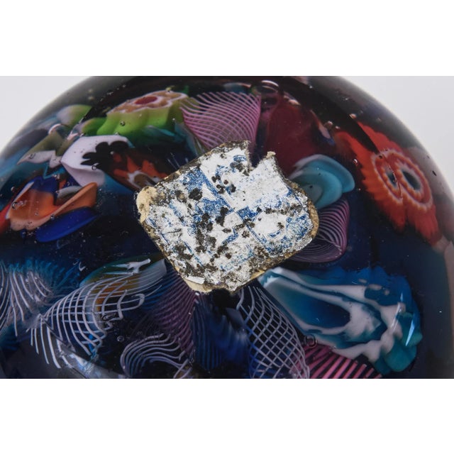 Vintage Murano Fratelli Toso Millefiori Paperweight Blues, Reds, Green, Purple, Turquoise 50's For Sale - Image 9 of 11