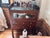 Antique oak medical or dental cabinet with glass display and drawers Professional office furniture, multiple small drawers...