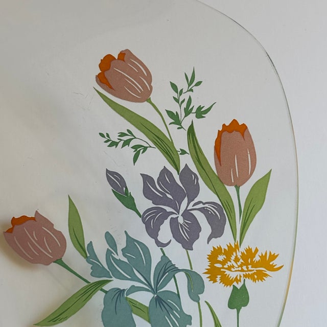 Mid 20th Century Mid-20th Century Dorothy Thorpe Curved Glass Floral Serving Platter For Sale - Image 5 of 8