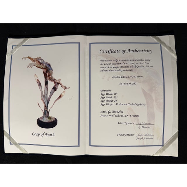 Green 1980s Rare Limited Edition 034/300 G. Mancini "Leap of Faith" Bronze Frog Sculpture For Sale - Image 8 of 10