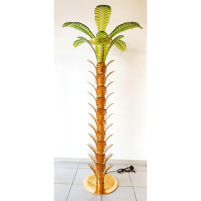 Brass Palm Floor Lamp with Murano Glass For Sale - Image 16 of 18