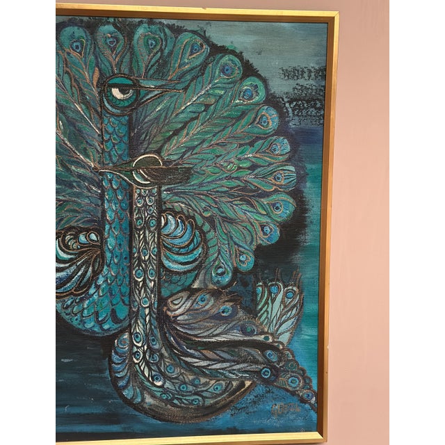 Covey/Givell, Peacocks, 1974, Oil on Canvas, Framed For Sale - Image 9 of 18