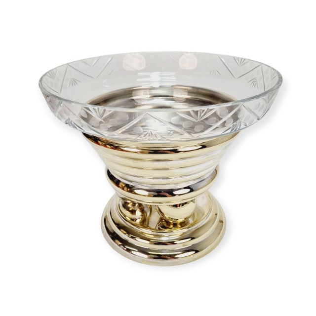 Large Art Deco Crystal Glass Centerpiece Bowl on Pedestal For Sale - Image 12 of 12