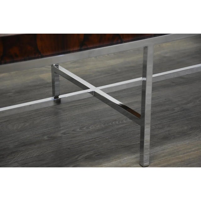 Rosewood & Chrome Mid-Century Modern Coffee Table For Sale In Boston - Image 6 of 7