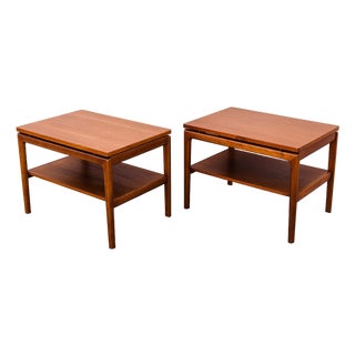 1960s Restored Danish Modern Two Tier Teak Side Tables by France & Son - Set of 2 For Sale