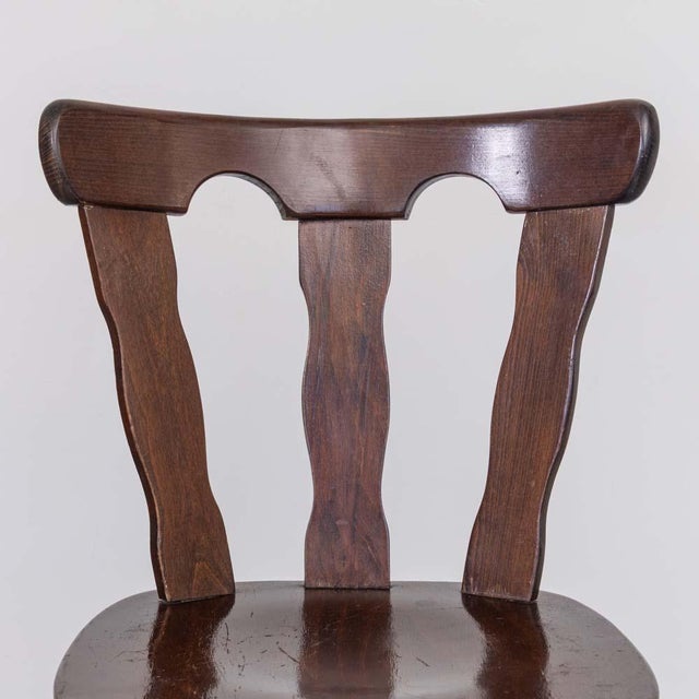 Brown 1950s French Wood Brutalist Chairs, Set of 8 For Sale - Image 8 of 14