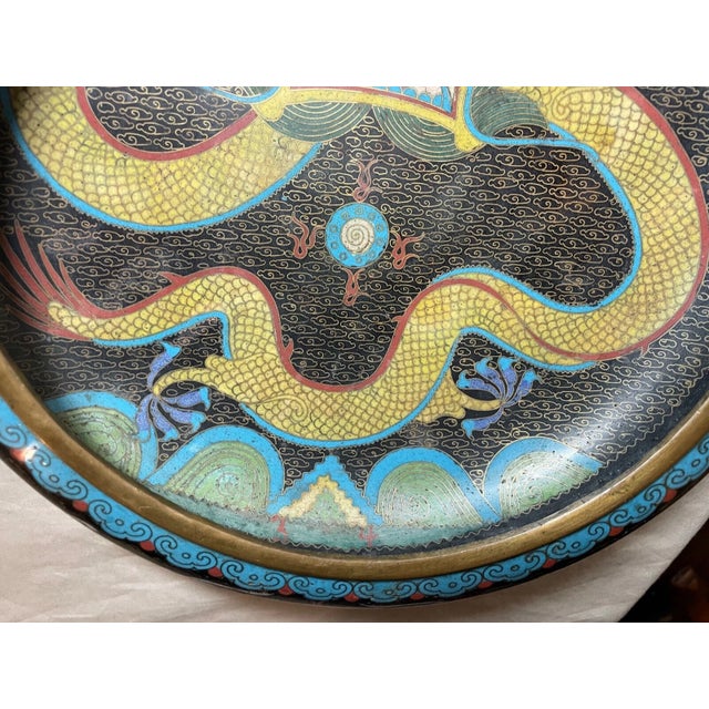 Antique 19th Century Handmade Chinese Cloisonné Brass Centerpiece Dragon Bowl For Sale - Image 14 of 16