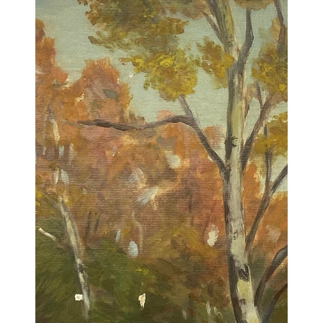 Mid-Century Modern Mid 20th Century Gold Wood Framed Oil on Board “Rustic Landscape” by Artist T. H. Hayward For Sale - Image 3 of 12