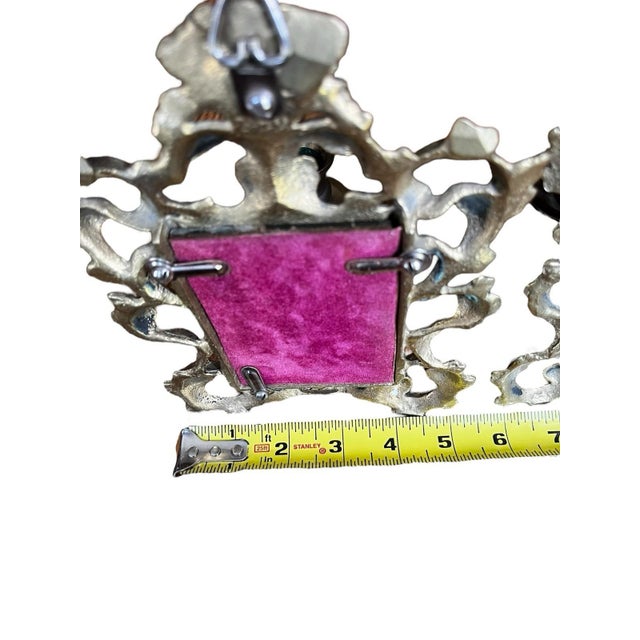 VTG Brass Set Pair Heavy Ornate Victorian 7.5” Wall Candle Holder Sconce Mirrors For Sale - Image 14 of 16